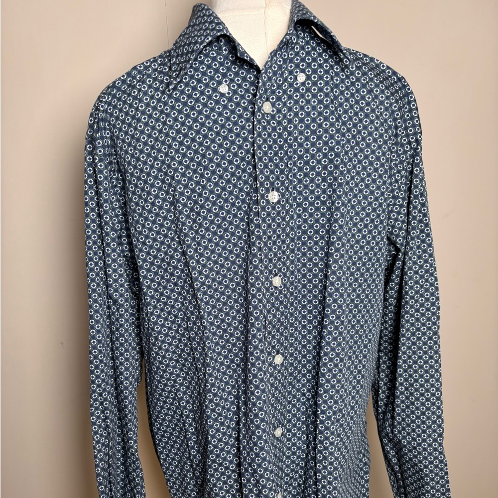 Brooks Brothers Regent 100% Cotton Green & Navy Geometric Button Down Shirt